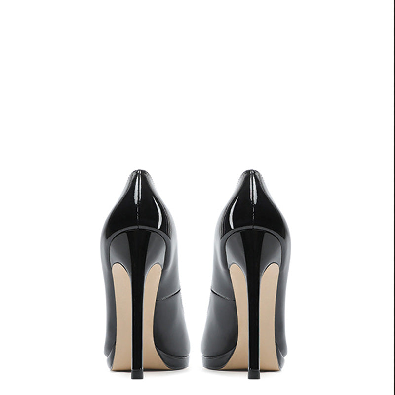 Shoeswoon Classic Pointed Toe Patent Leather Platform Stiletto High Heels