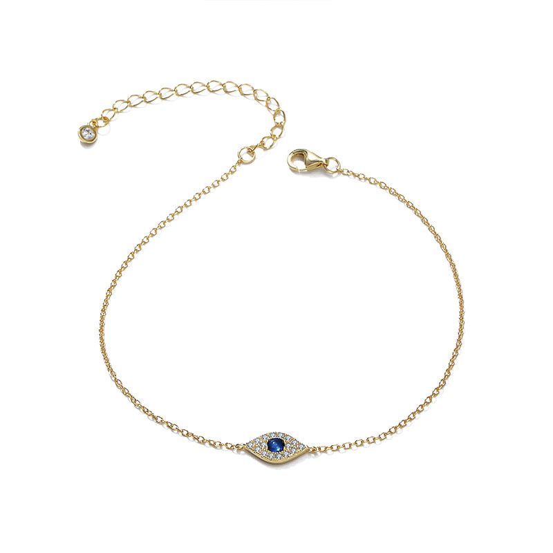 Shoeswoon Blue Crystal Evil Eye Dainty Adjustable Anklet