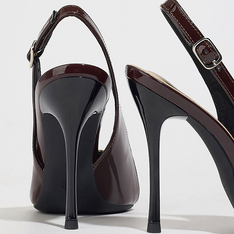 Shoeswoon Vintage Patchwork Patent Pointed Toe Slingback Stiletto Pumps