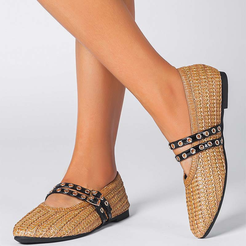 Shoeswoon Woven Leopard Print Comfort Slip On Mary Jane