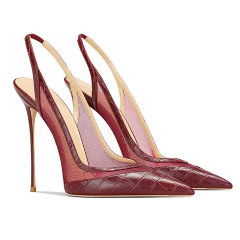 Shoeswoon Transparent PVC Pointed Toe Slingback Stiletto High Heel Pumps