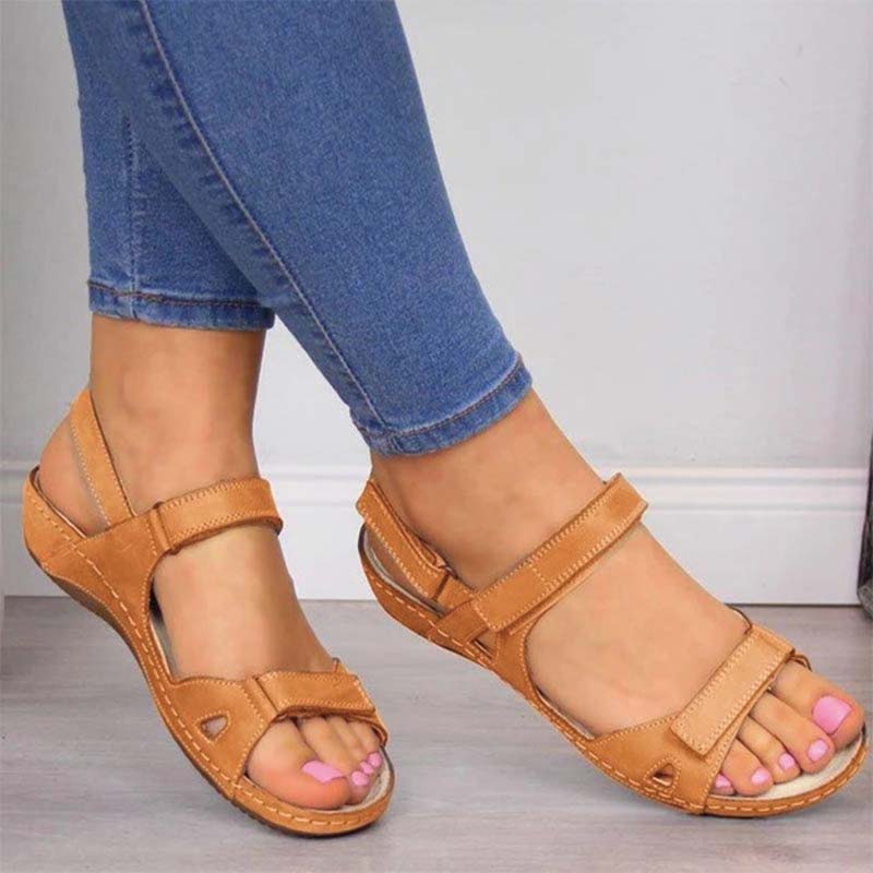 Shoeswoon Comfort Hook and Loop Strap Casual Flat Sandals