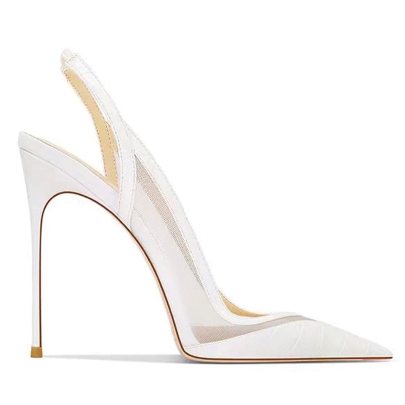 Shoeswoon Transparent PVC Pointed Toe Slingback Stiletto High Heel Pumps