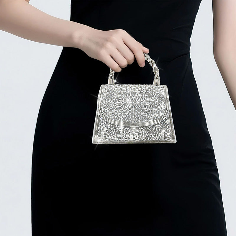 Shoeswoon Dazzling Full Rhinestone Twist Handle Envelope Evening Clutch