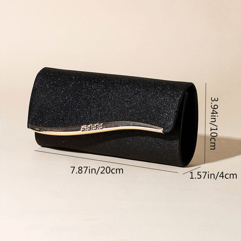 Shoeswoon Luxury Wave Metal Decor Glitter Evening Clutch