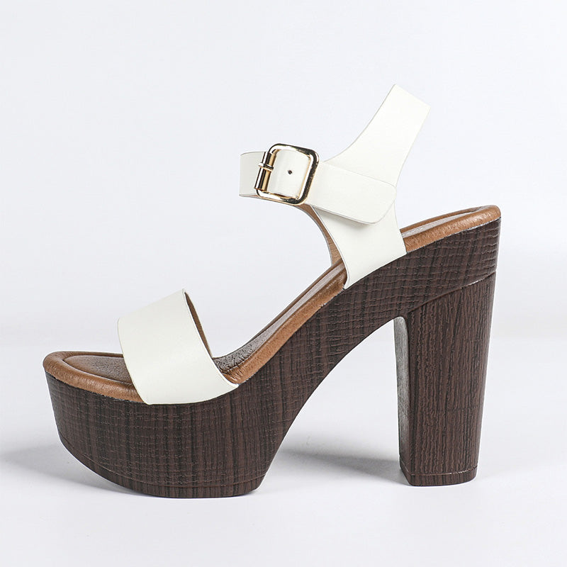 Shoeswoon One Strap Open Toe Adjustable Ankle Strap Platform Heels