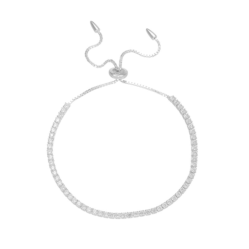 Shoeswoon Full Pave Crystal Tennis Adjustable Slide Anklet
