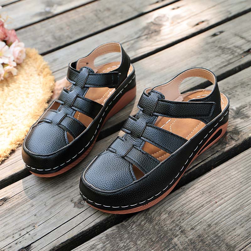 Shoeswoon Casual Closed Toe Cutout Adjustable Flat Fisherman Sandals