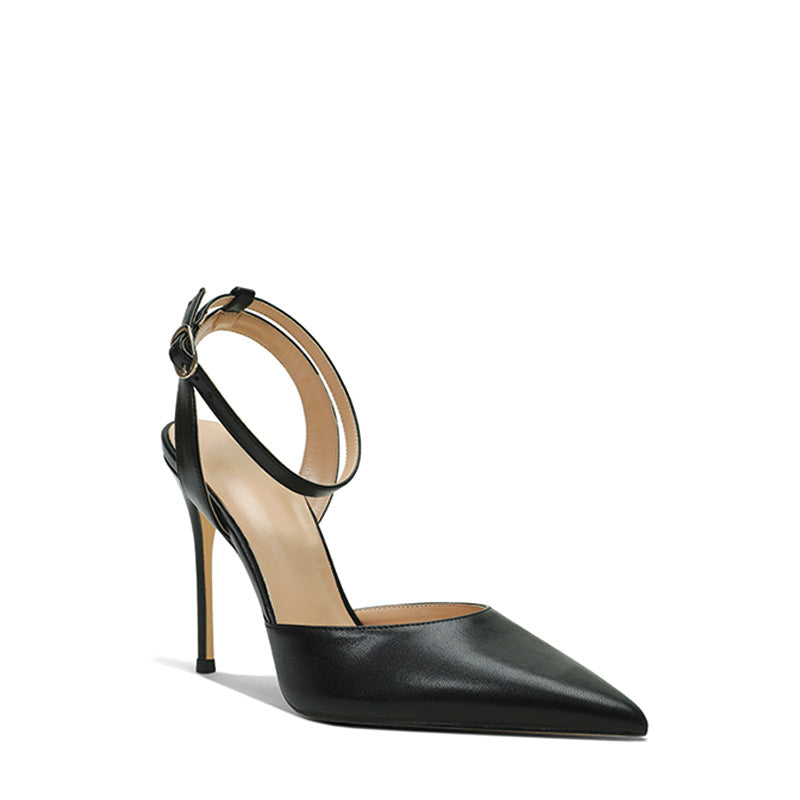 Shoeswoon Luxury Patent Pointed Toe Ankle Strap Stiletto High Heels