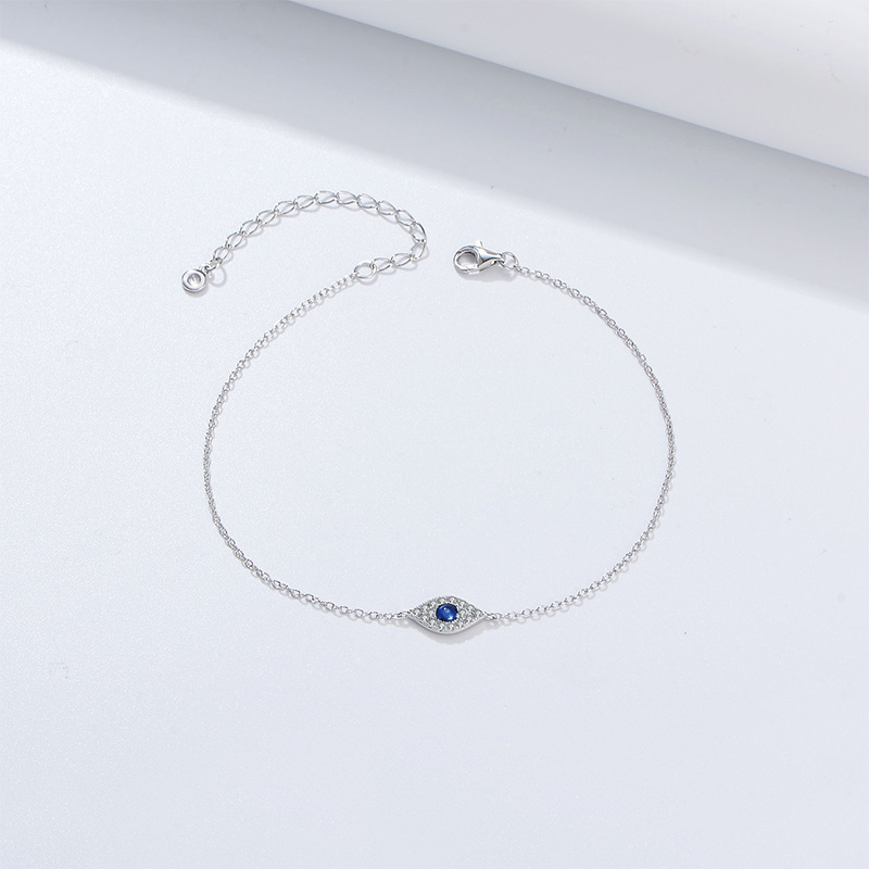 Shoeswoon Blue Crystal Evil Eye Dainty Adjustable Anklet