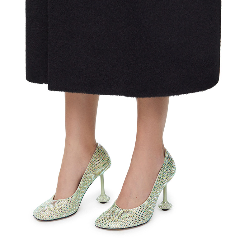 Shoeswoon Sparkling Crystal Embellished Special Sculpted High Heel Pumps