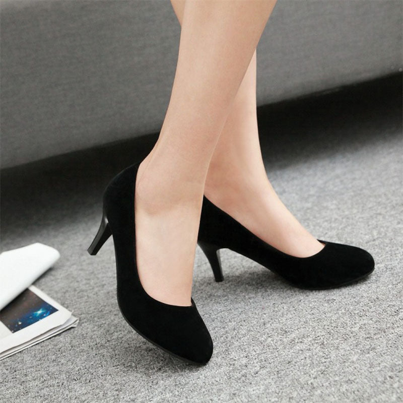 Shoeswoon Office-Ready Closed Toe Comfort Mid Heel Pumps