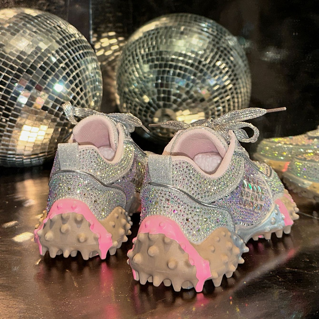 Shoeswoon Bling Sparkly Crystal Embellished Rugged Sole Y2K Casual Sneaker Shoes