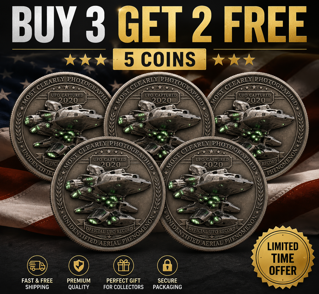 🛸 UFO Commemorative Coin – 2020 UFO Encounter Archive Coin – Inspired by the Most Clearly Captured Aerial Phenomenon
