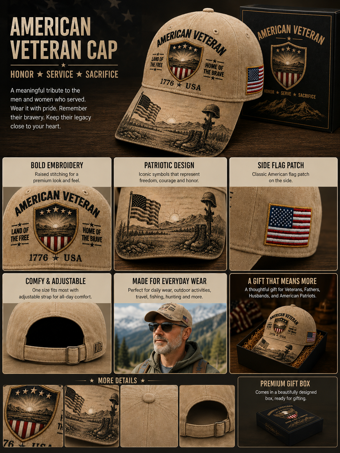 ⭐ American Veteran Memorial Hat – A Symbol of Honor, Courage & Pride