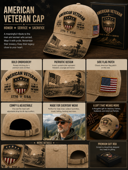 ⭐ American Veteran Memorial Hat – A Symbol of Honor, Courage & Pride