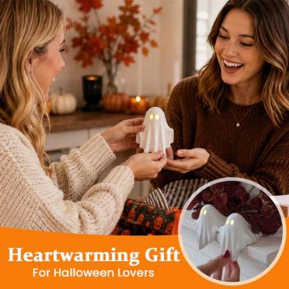 👻✨Luminous Ghost Ornament – Cute LED Halloween Tabletop Decor for Mantel, Shelf & Entryway