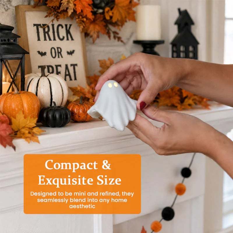👻✨Luminous Ghost Ornament – Cute LED Halloween Tabletop Decor for Mantel, Shelf & Entryway