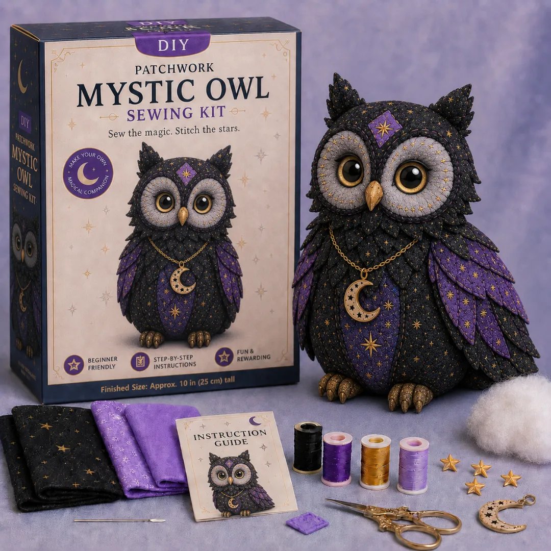 🔥Last Day Buy 2 Get 1 Free🐱Mystic Patchwork Animal Sewing Kit – DIY Plush Craft Kit with Starry Fabric, Moon Charm