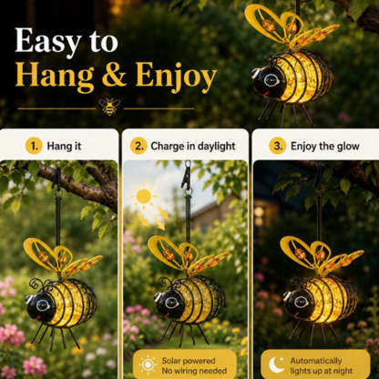 🌙🍃🪴 LIMITED-TIME 50% OFF! Hanging Solar Bee Light – Warm Amber Glow, Flicker-Free, Perfect for Garden Parties, Camping, or Kids’ Rooms – Spread Joy Day and Night 🌞🌜