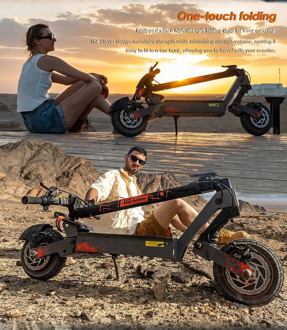 KuKirin G2 Ultra Folding Electric Scooter, 800W*2 Motor, 48V 18Ah Battery, 10 inch Tires, 50km/h Max Speed, 55km Max Range, Front & Rear Disc Brake, Front & Rear Spring Shock Absorbers