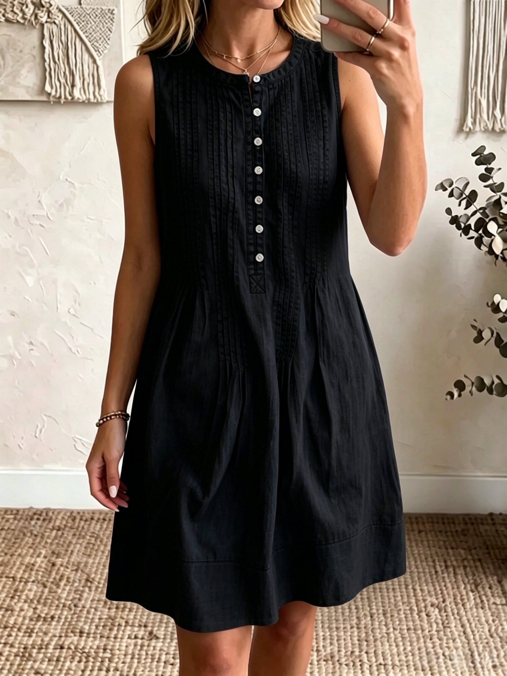 Today 50% off🔥Women’s Cotton Linen Solid Color Button-Up Shirt Dress