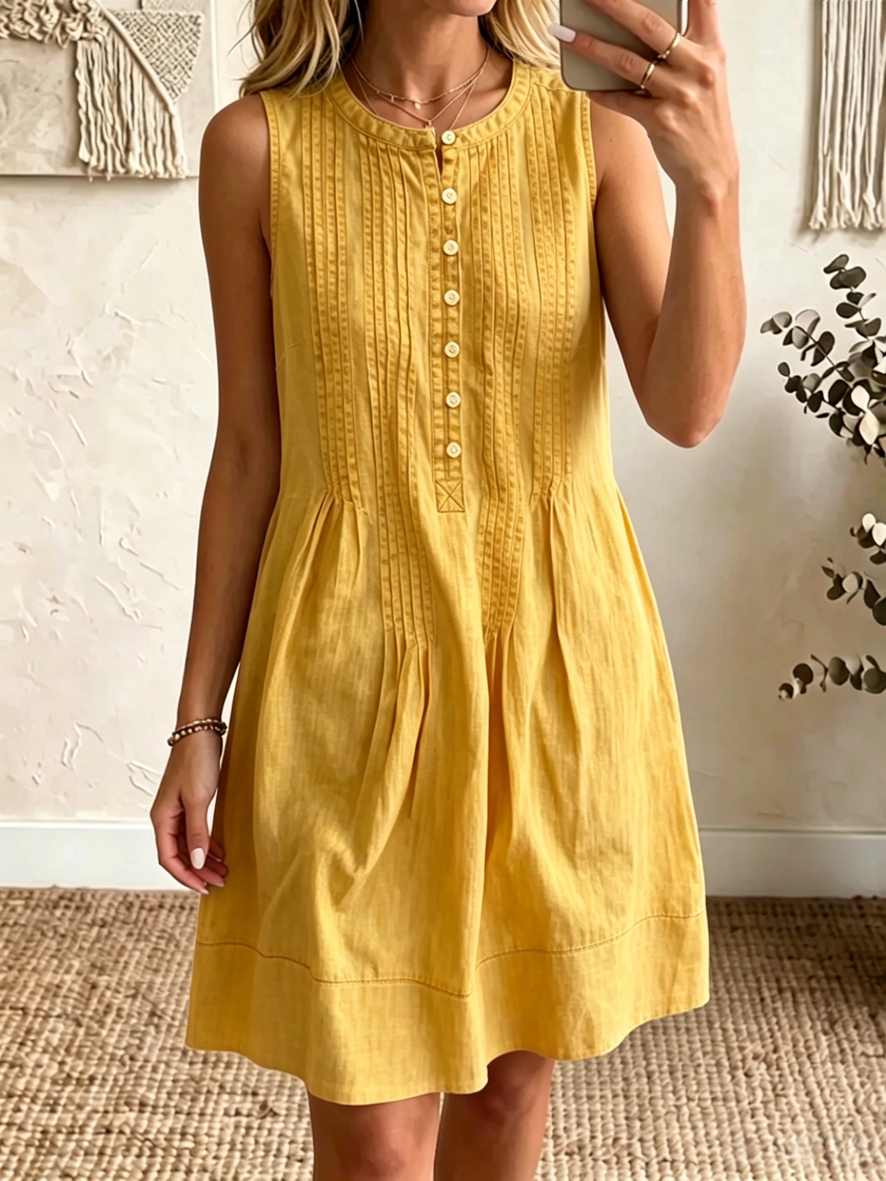 Today 50% off🔥Women’s Cotton Linen Solid Color Button-Up Shirt Dress