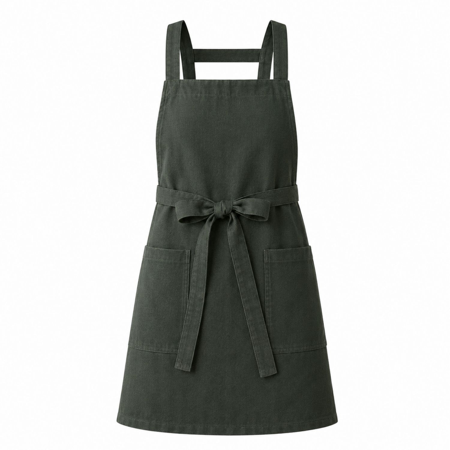 Delantal de Cocina Verde Oscuro con Bolsillos y Lazo