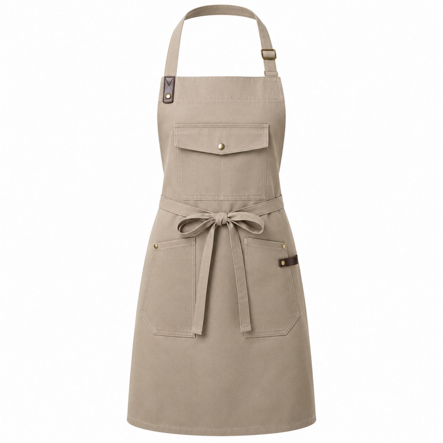 Delantal Beige Ajustable con Bolsillos Amplios