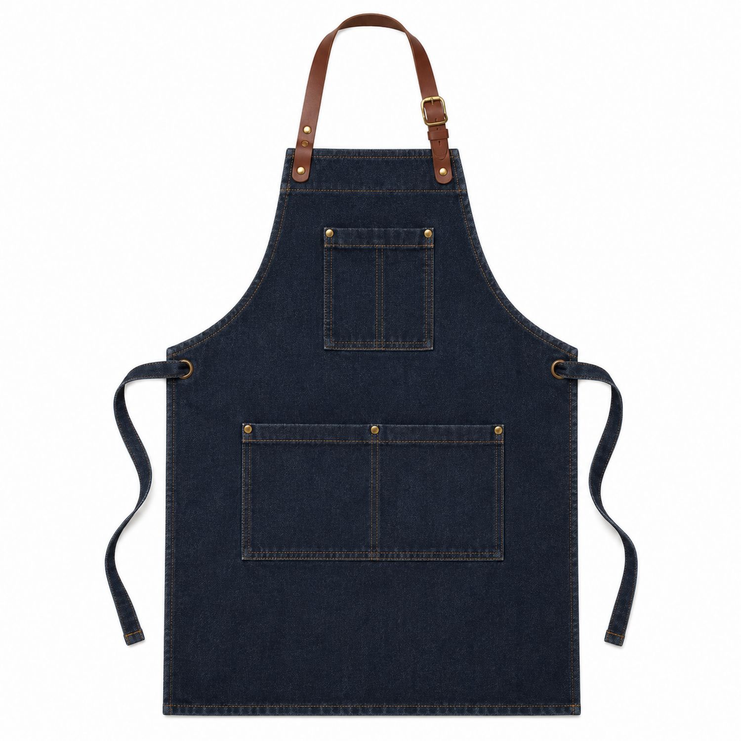 Delantal de Cocina Azul Oscuro con Bolsillos y Correas Ajustables