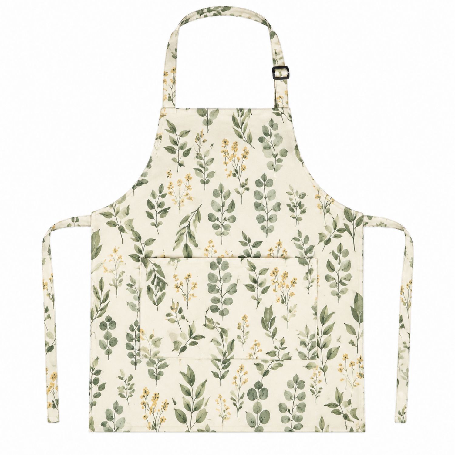 Delantal de Cocina con Estampado Floral y Bolsillo Frontal