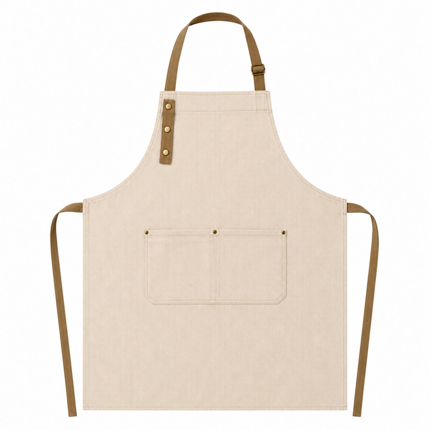 Delantal Beige de Cocina con Bolsillos Ajustables