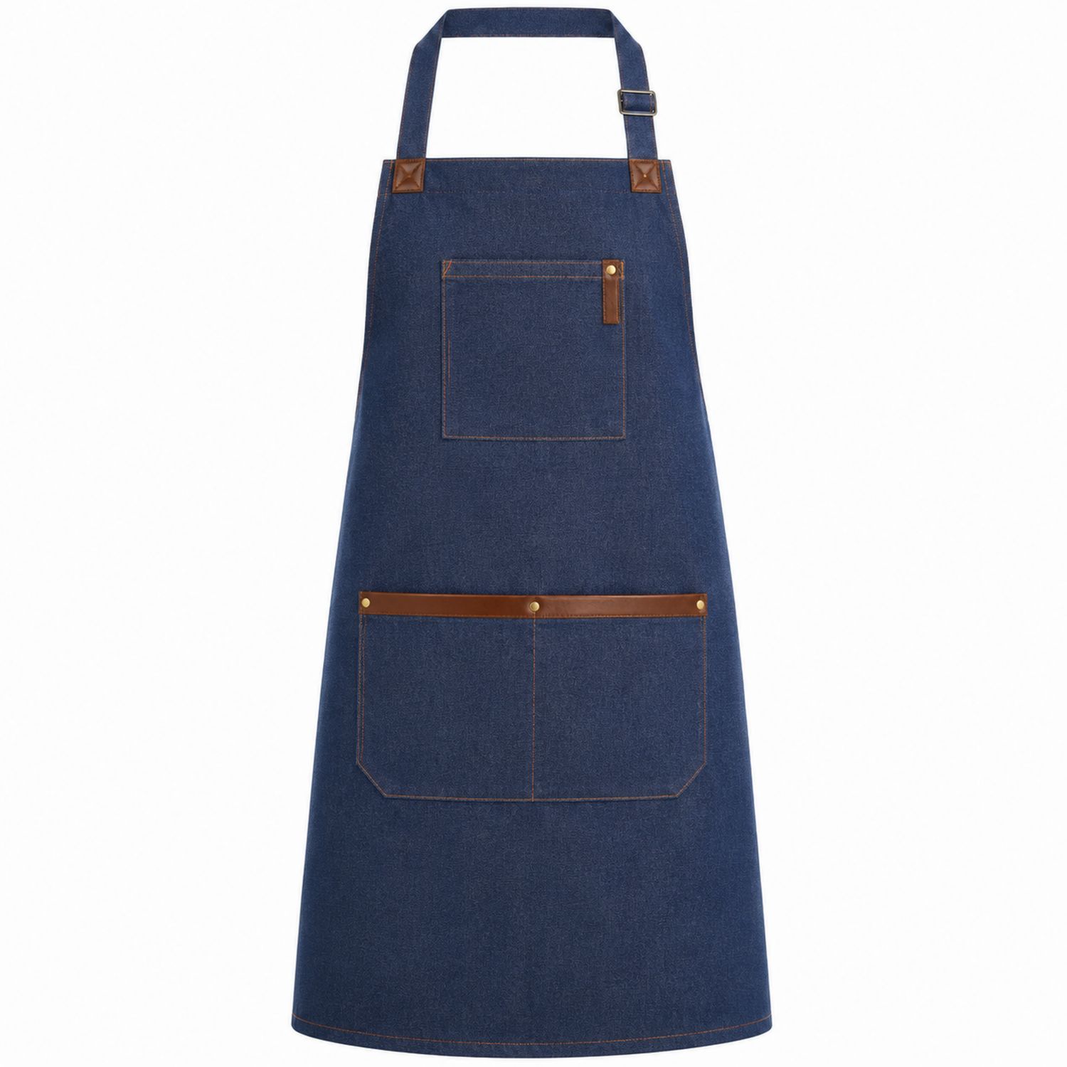 Delantal de Cocina Azul con Bolsillos y Cuello Ajustable