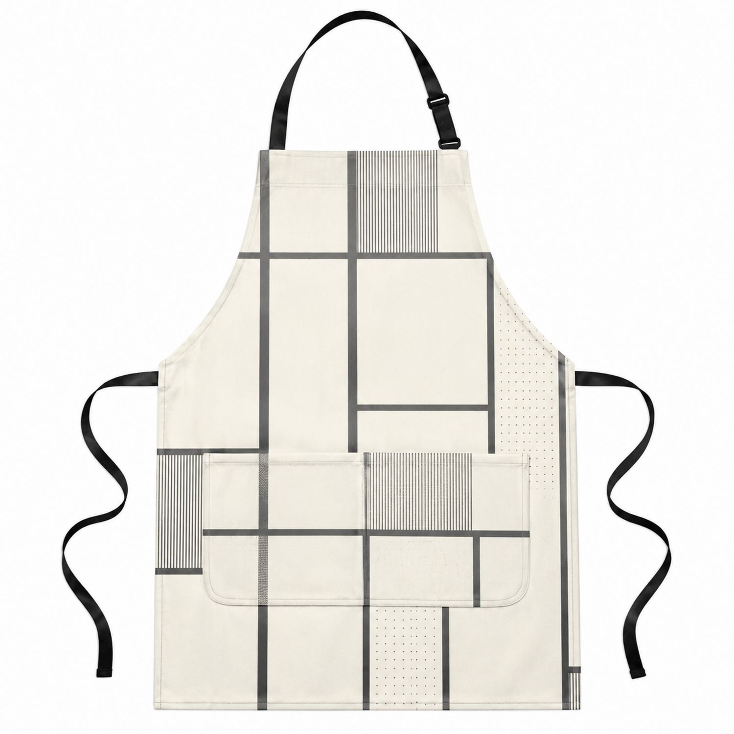 Delantal de Cocina Ajustable con Diseño Geométrico Beige y Gris