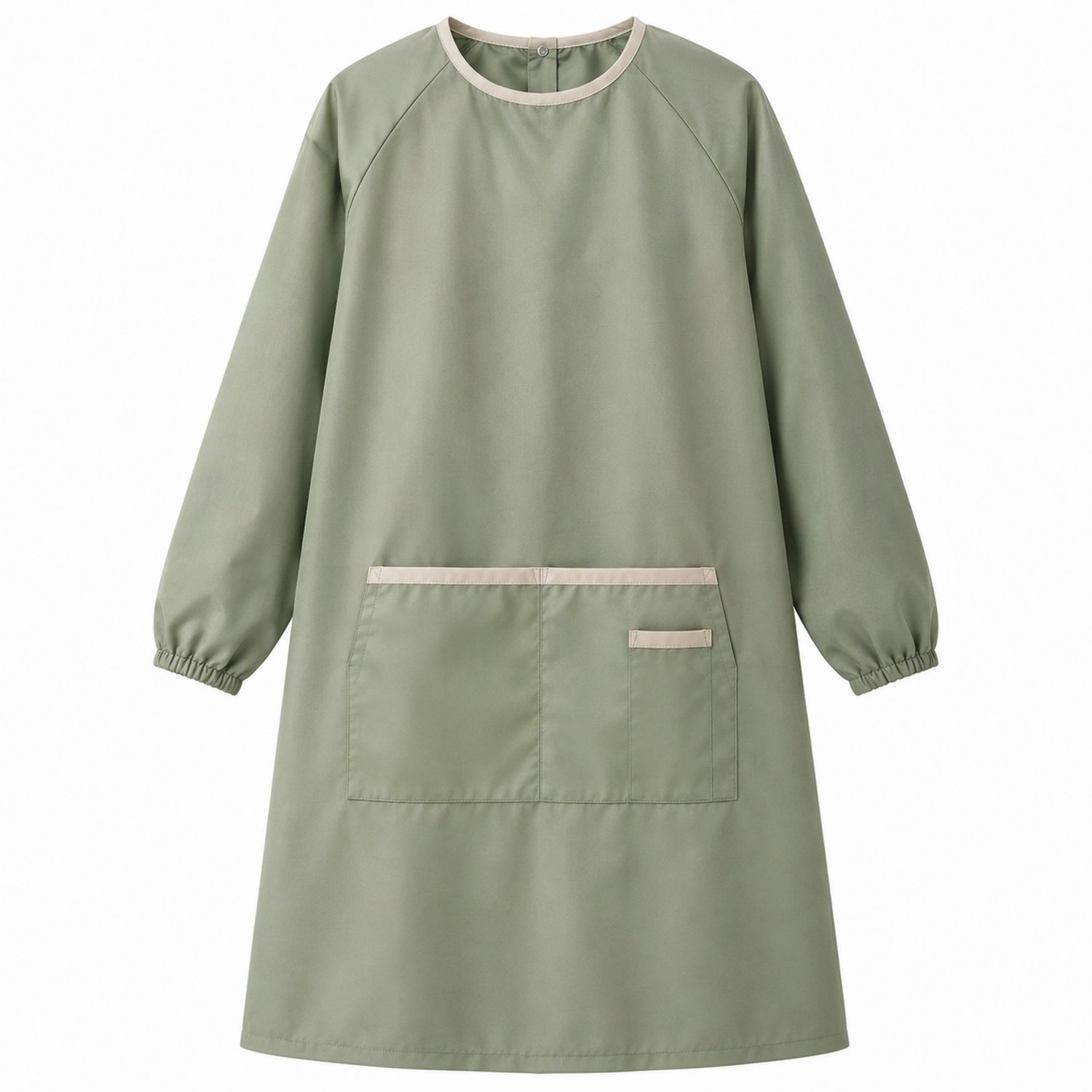 Delantal con Mangas Verde Suave con Bolsillo