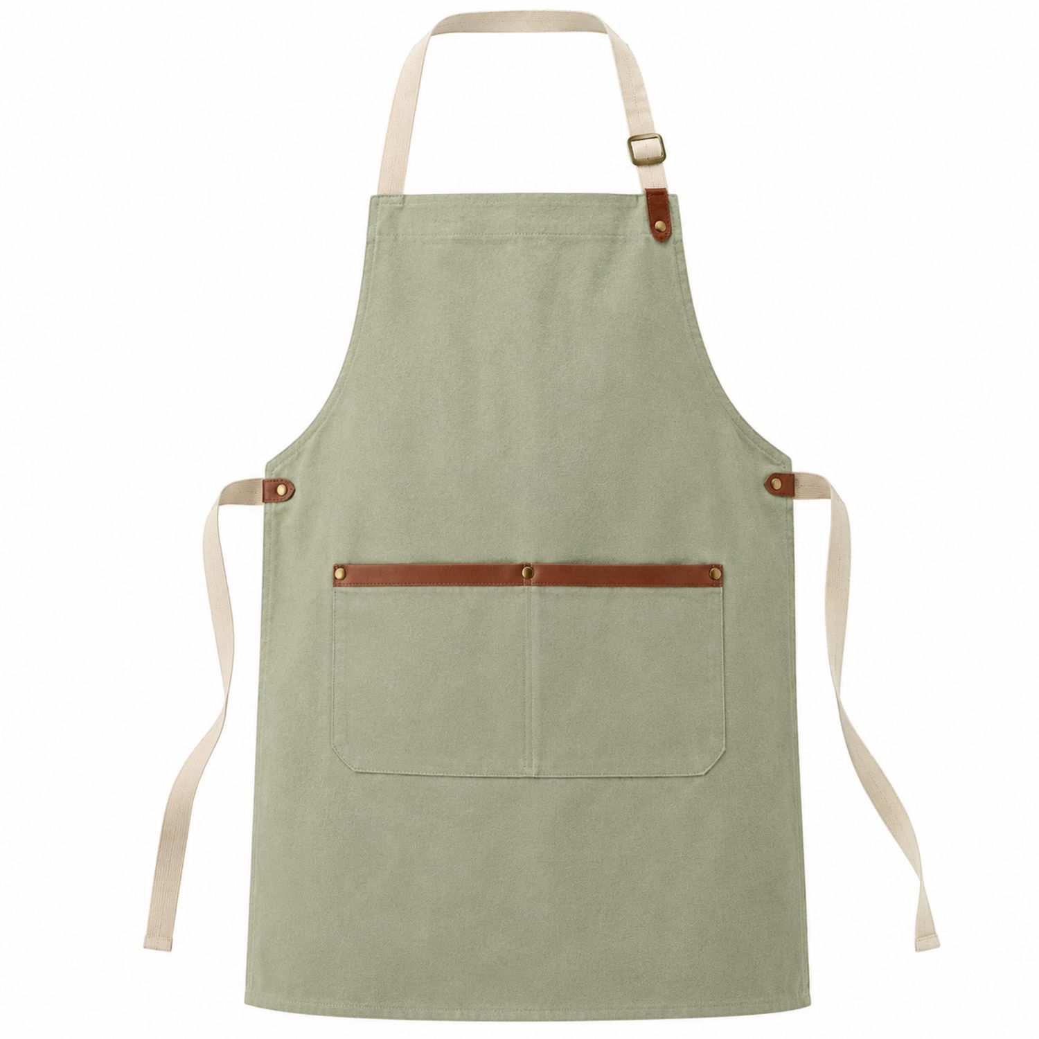 Delantal de Cocina Verde Claro con Bolsillo Frontal Grande