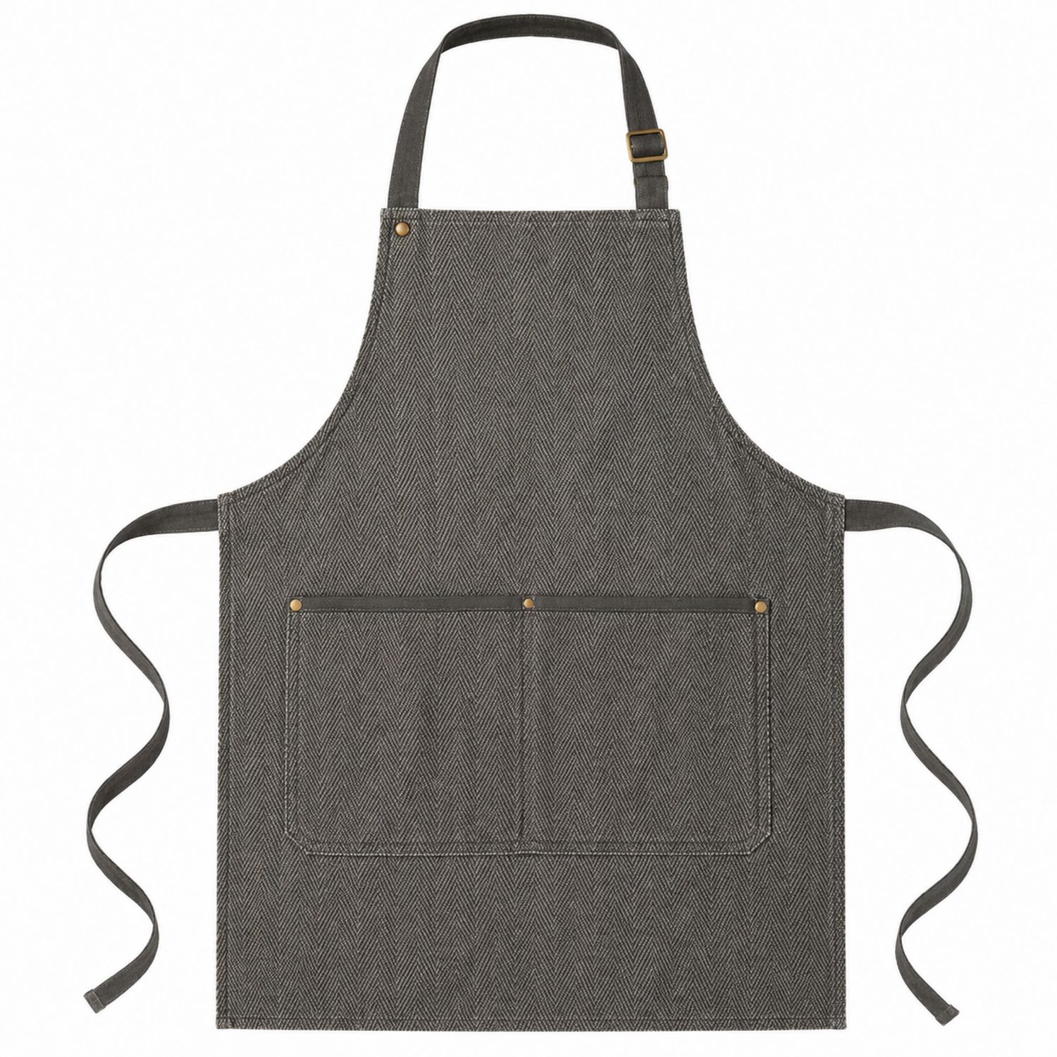 Delantal de Cocina Gris Oscuro con Bolsillos Frontales y Correa Ajustable