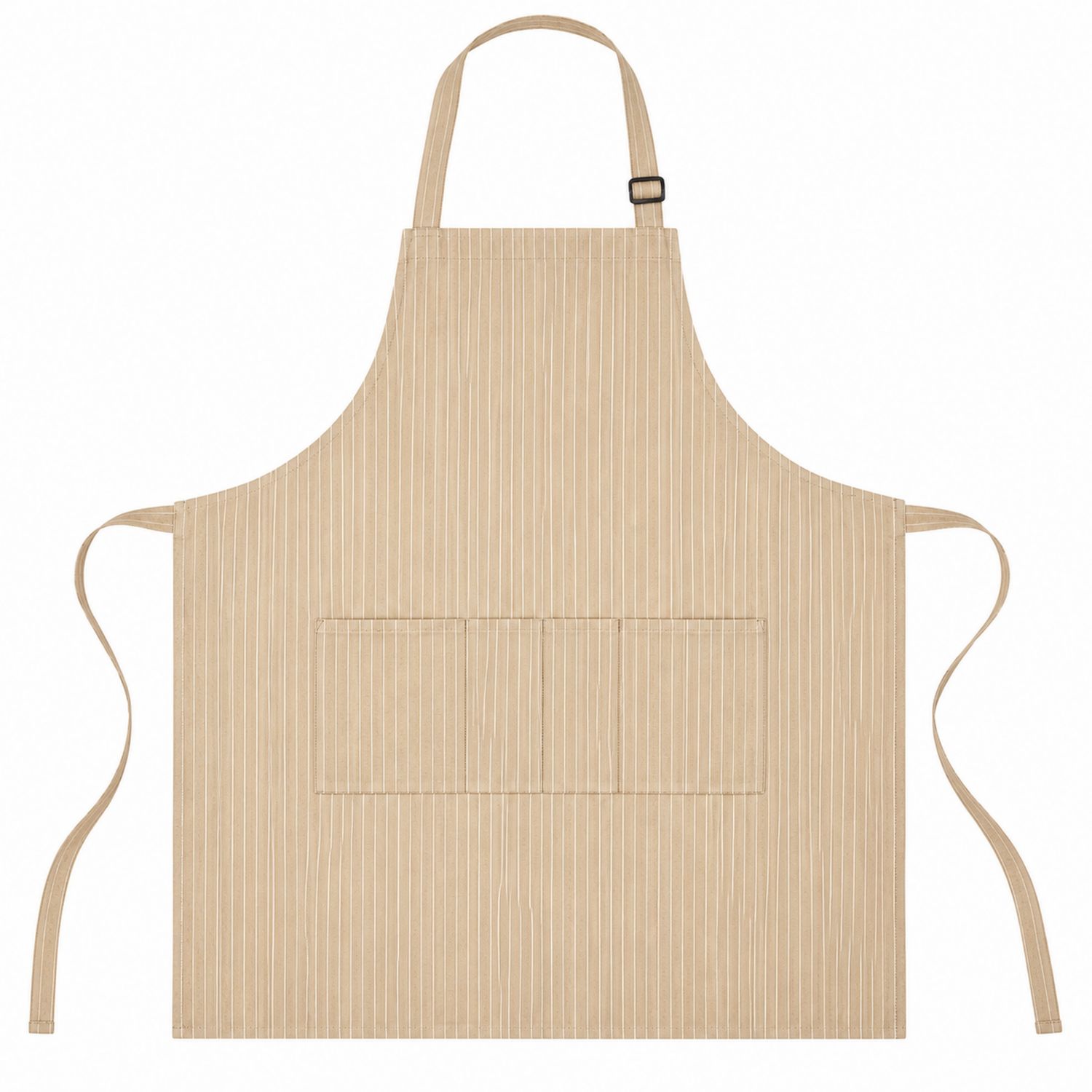Delantal de Cocina Beige a Rayas con Correa Ajustable y Bolsillos