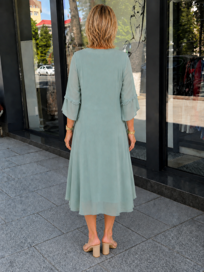 Elegant Layered Chiffon Embellished Dress