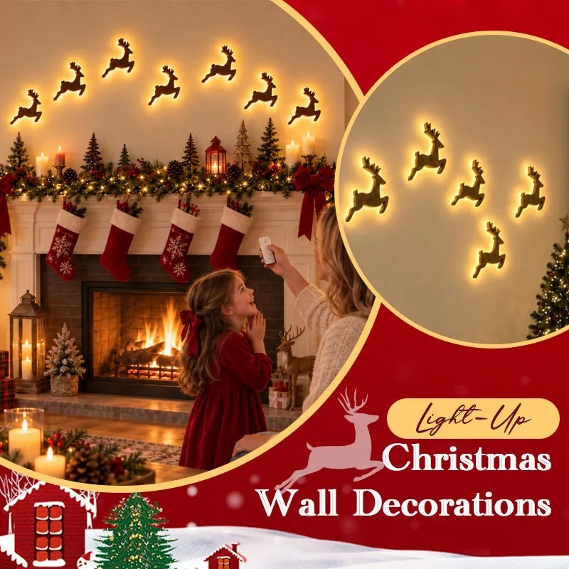 Christmas Reindeer LED Wall Light – Santa’s Sleigh Holiday Decoration