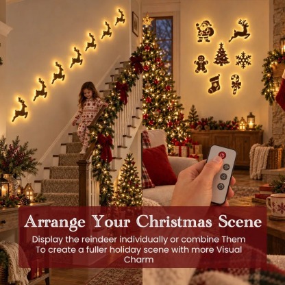 Christmas Reindeer LED Wall Light – Santa’s Sleigh Holiday Decoration