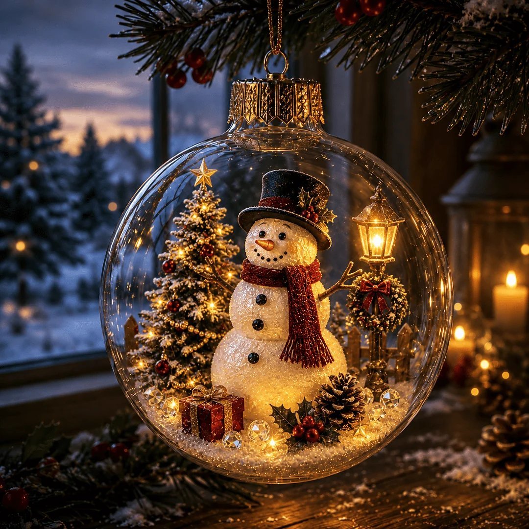 ✨🎄 Glowing Christmas Story Ornament – Light-Up Mini Holiday Scene