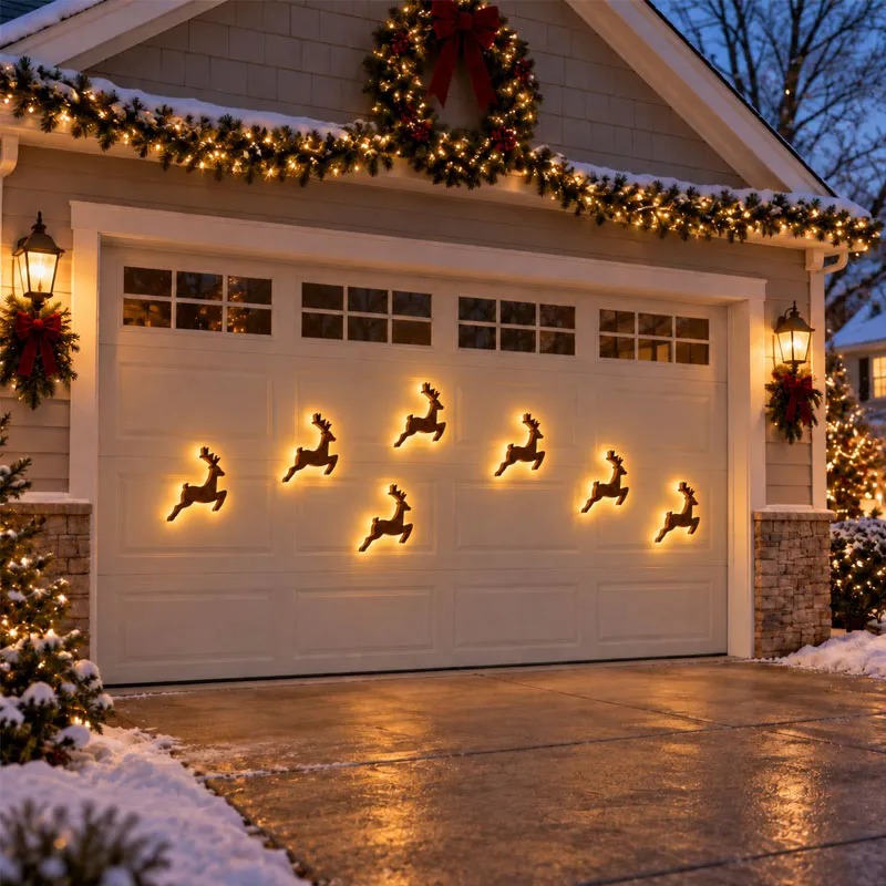 Christmas Reindeer LED Wall Light – Santa’s Sleigh Holiday Decoration