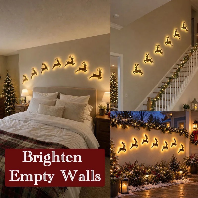 Christmas Reindeer LED Wall Light – Santa’s Sleigh Holiday Decoration