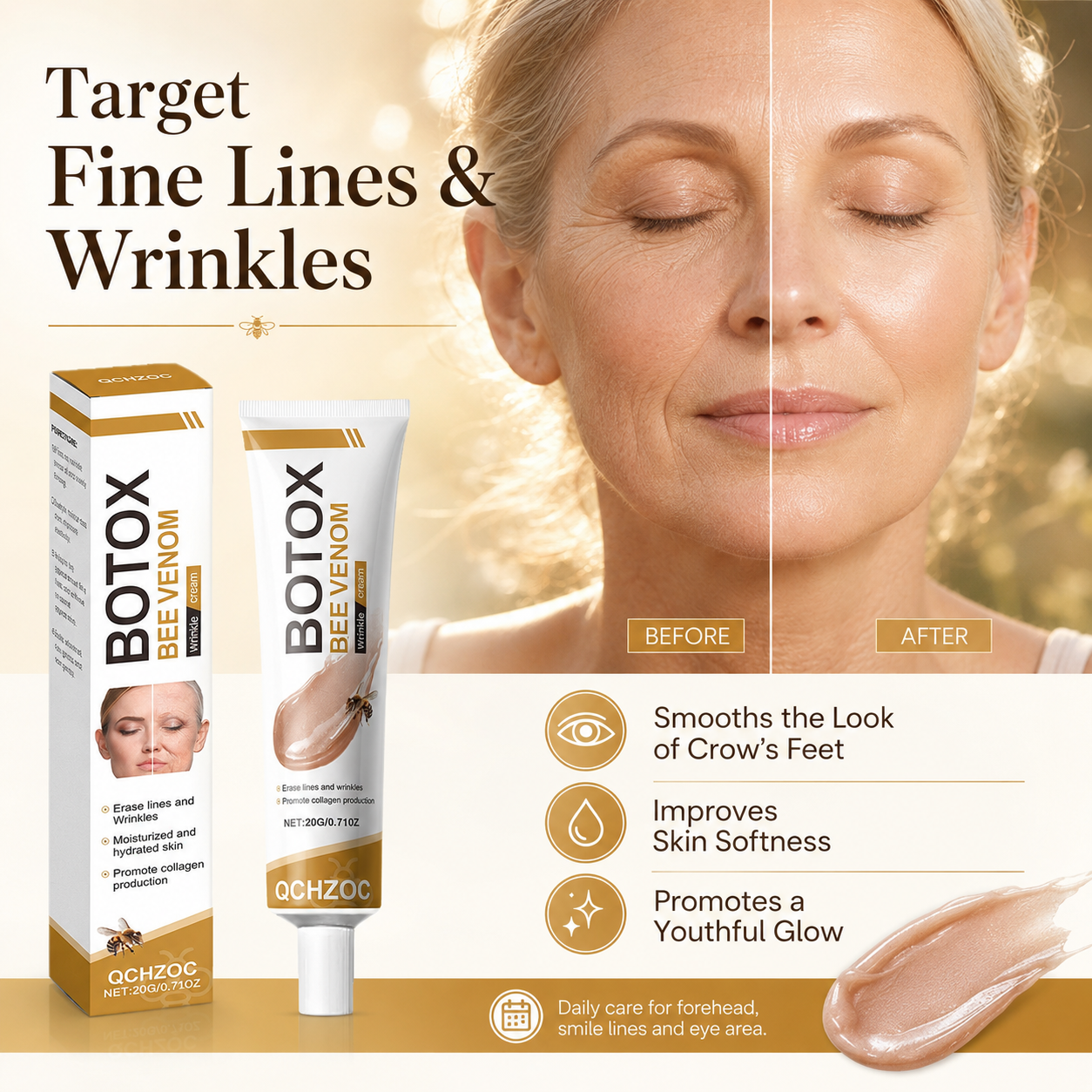 Botox Bee Venom Anti-Wrinkle Firming Cream – Targets All Types of Wrinkles for Younger-Looking Skin ✨