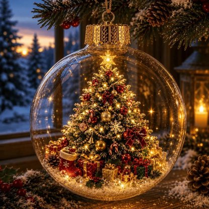 ✨🎄 Glowing Christmas Story Ornament – Light-Up Mini Holiday Scene