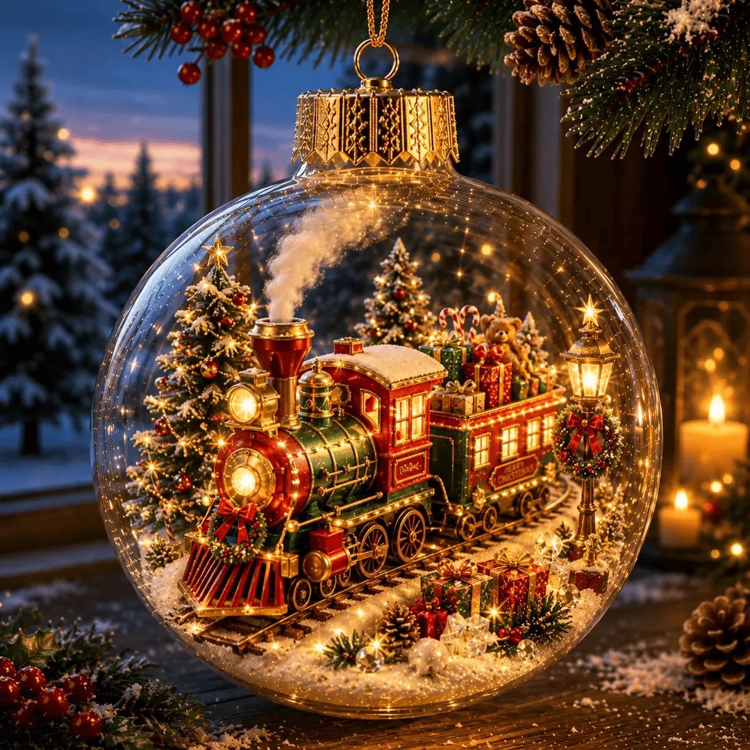 ✨🎄 Glowing Christmas Story Ornament – Light-Up Mini Holiday Scene