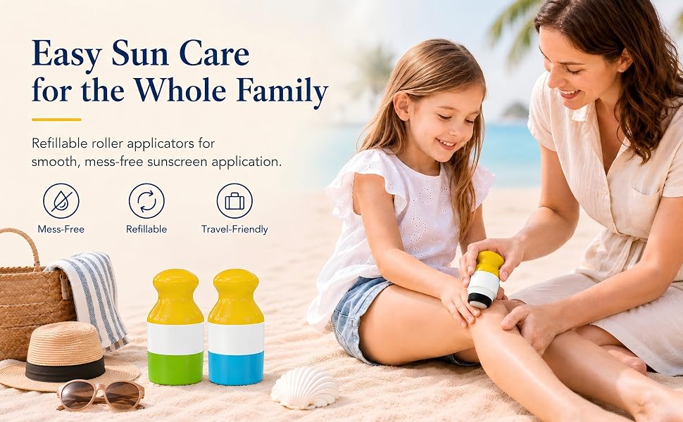 Refillable Sunscreen Roller Applicator