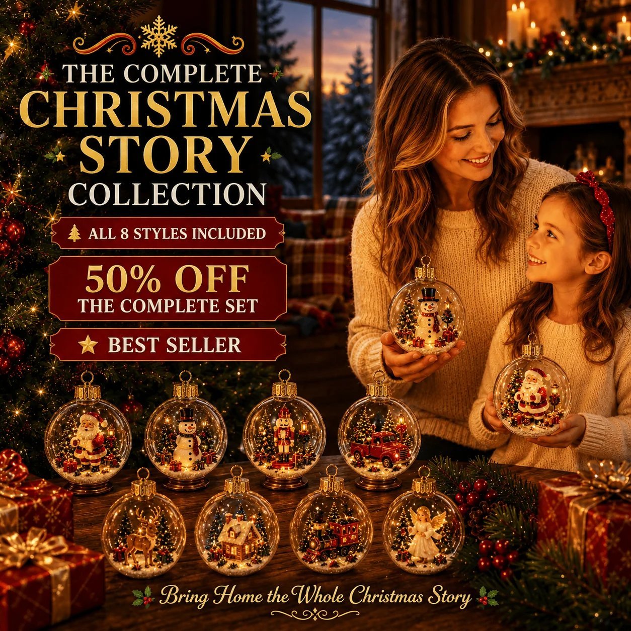 ✨🎄 Glowing Christmas Story Ornament – Light-Up Mini Holiday Scene