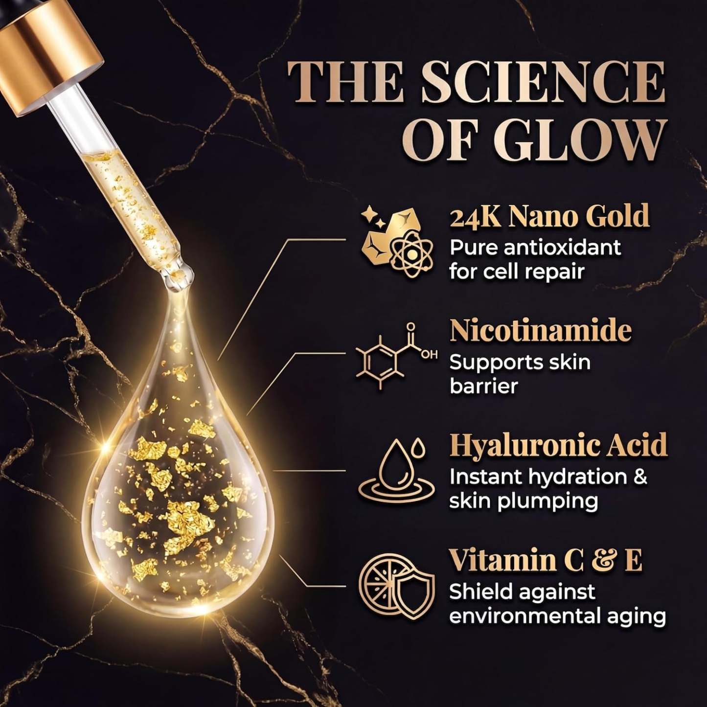 24K Gold Serum for Face, 2-Pack Anti-Aging Moisturizer with Vitamins